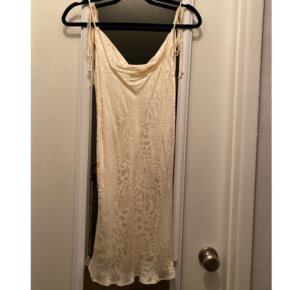 Silk Cream Print Dress